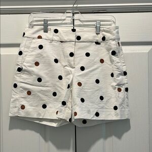 Ann Taylor White and Black Bermuda Shorts with Polka Dots